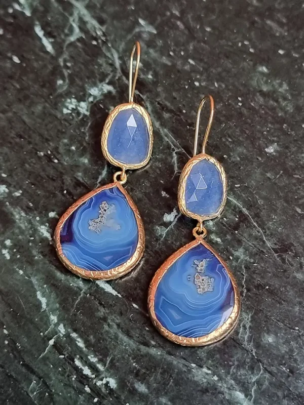 Verguld Blauw Agaat