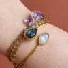 Vergulden armband Labradoriet + Regenboog Maansteen - Afbeelding 3