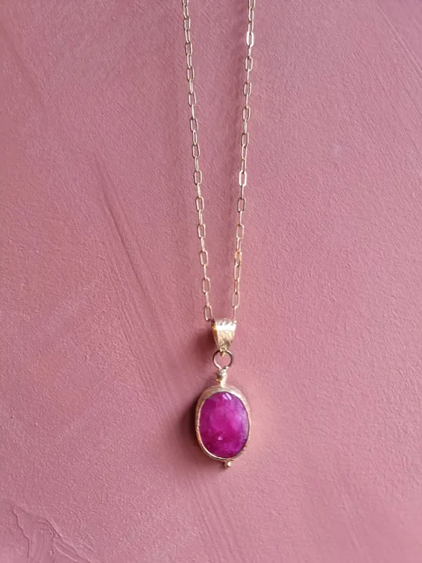 Vergulden ketting Roze Robijn - Afbeelding 2