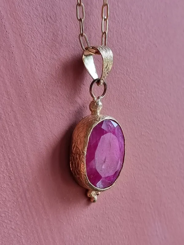 Vergulden ketting Roze Robijn - Afbeelding 3