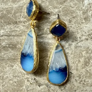 Verguld Blauw Agaat Arwen