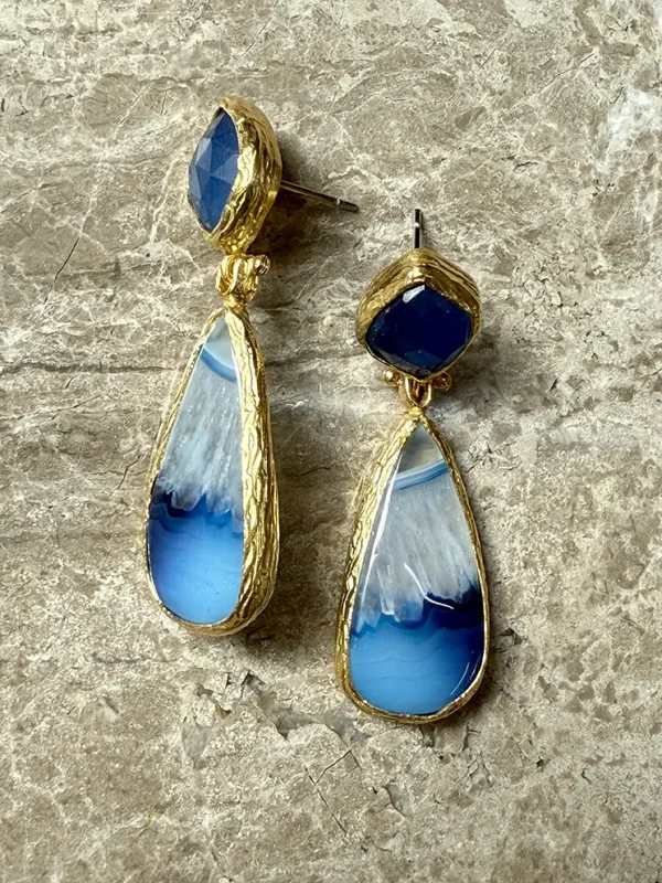 Verguld Blauw Agaat Arwen