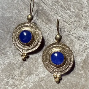 Verguld Cat Eye blauw rond