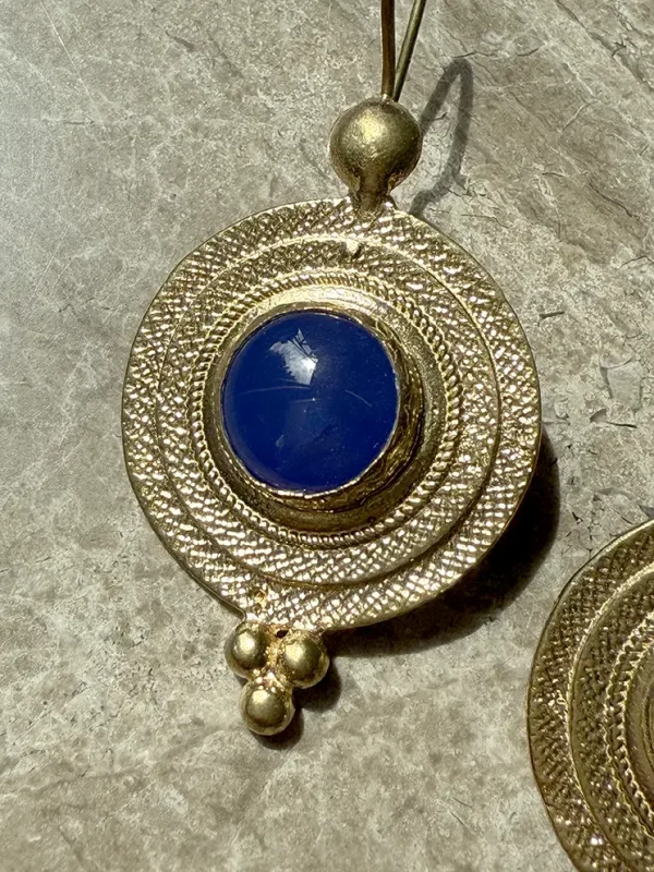 Verguld Cat Eye blauw rond - Afbeelding 2