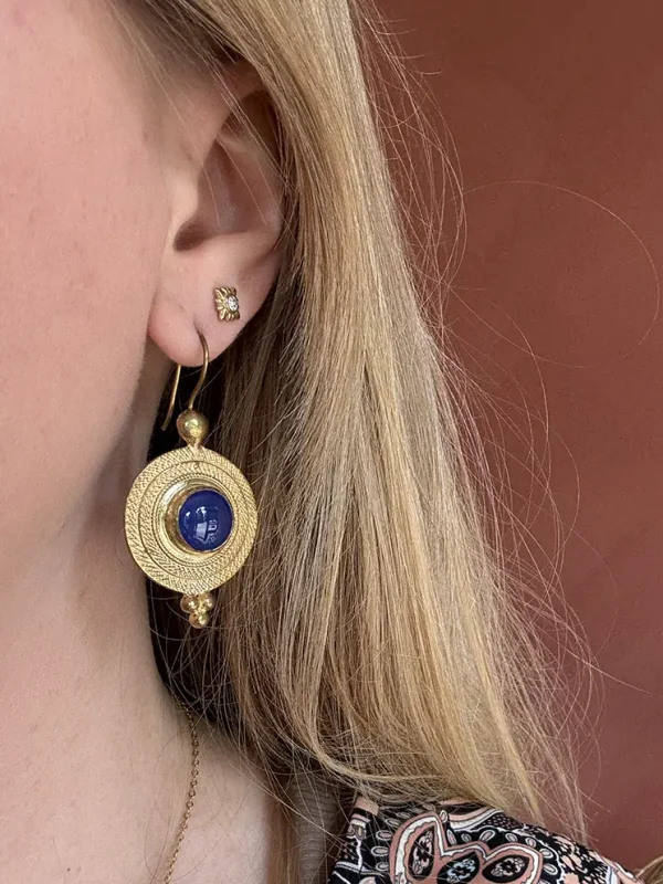Verguld Cat Eye blauw rond - Afbeelding 3