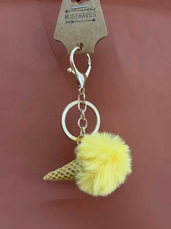 Sleutelhanger ijsje geel
